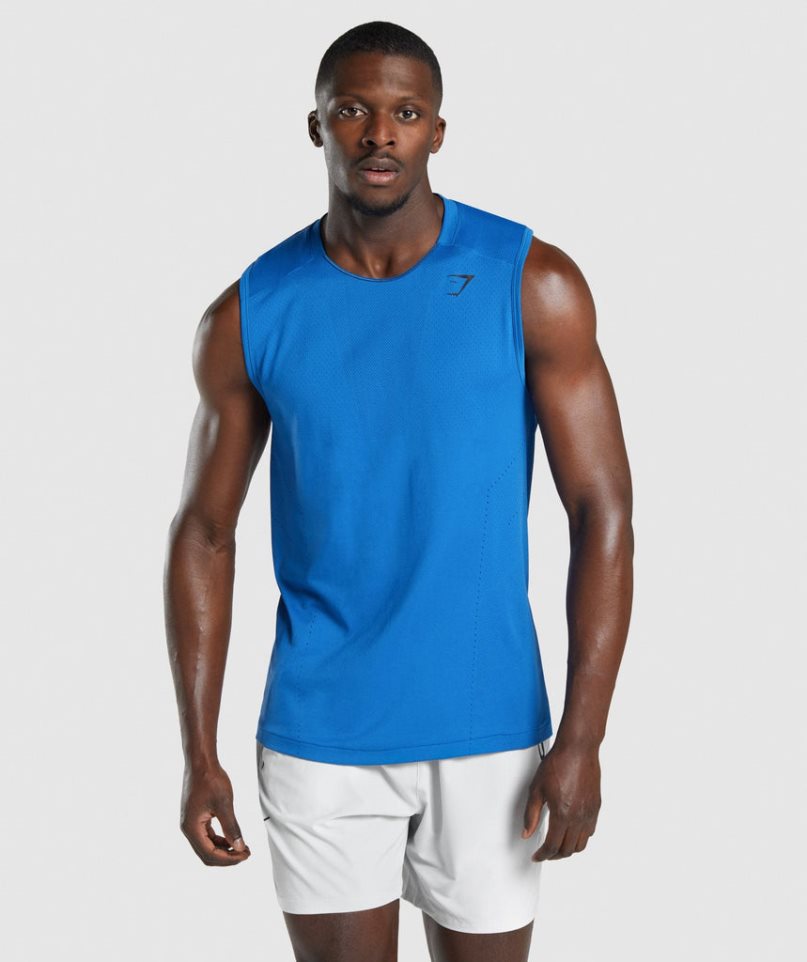 Men\'s Gymshark Apex Tanks Blue | CA D187A3